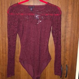 NWT Macy’s Red Lace Bodysuit